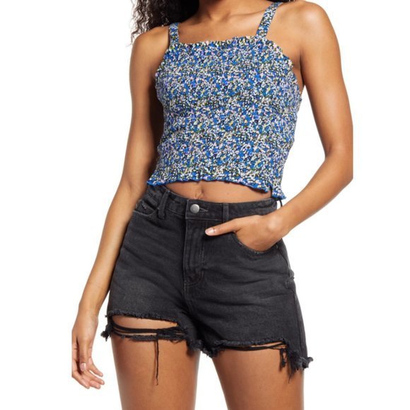 NWOT BP Floral Smock Tank Top IN Black- Blue Maisey Ditsy (S) - Picture 10 of 10